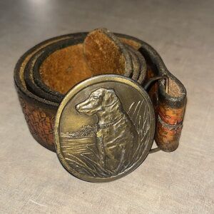 Vintage small waist leather belt 31” length